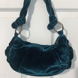 Plush Velvet Handbag - Midnight Teal